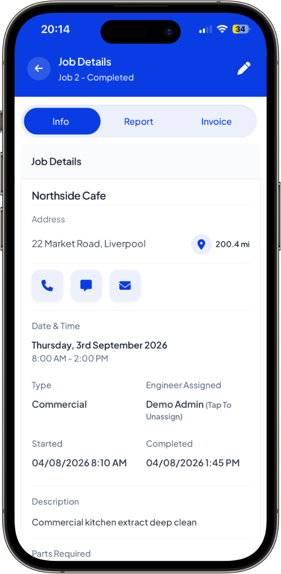 Job details on iPhone in Total Tradesmen