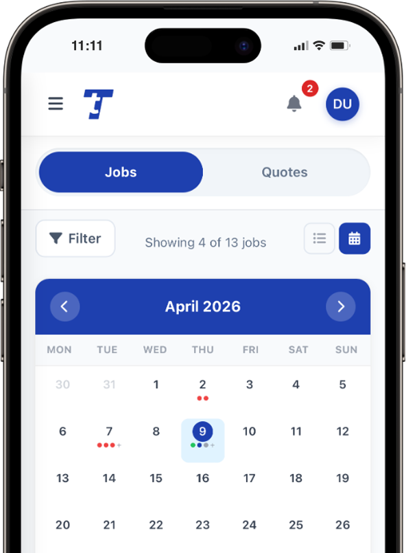 Total Tradesmen calendar on iPhone