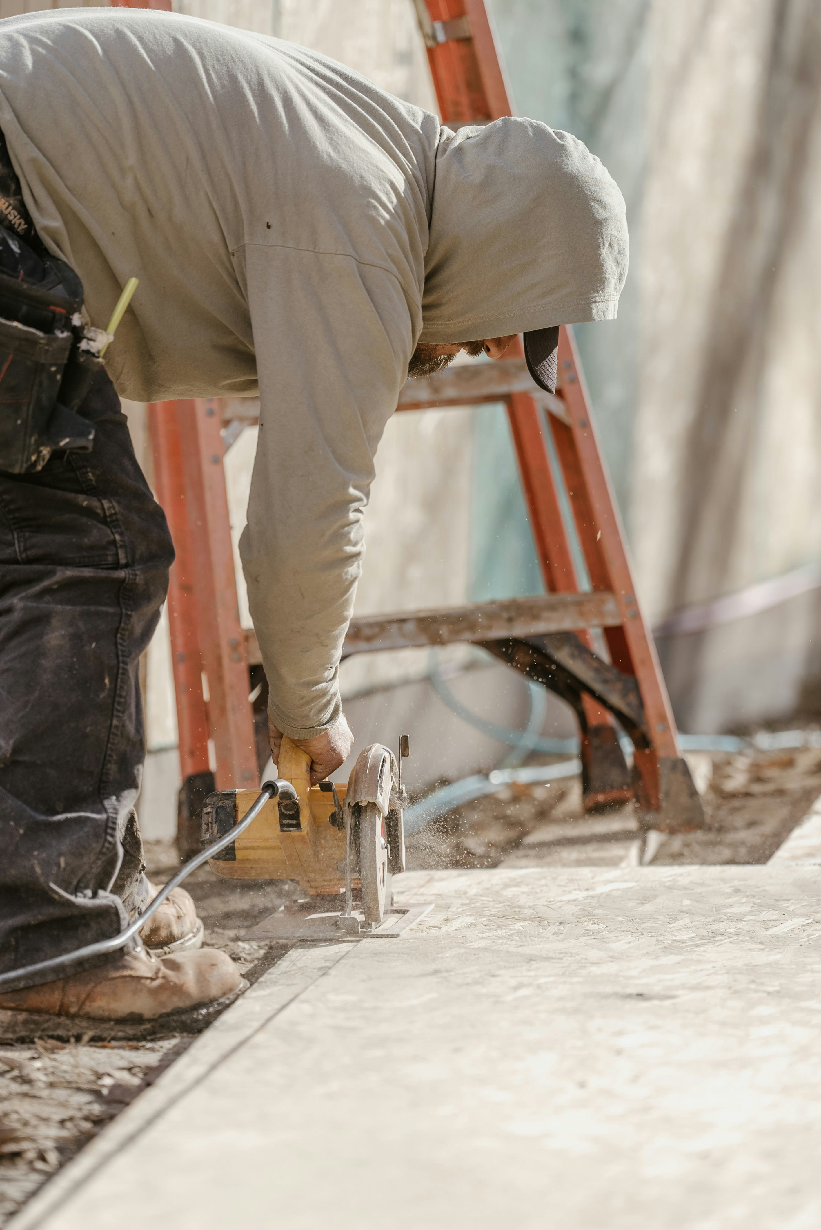 Carpenter at work on site