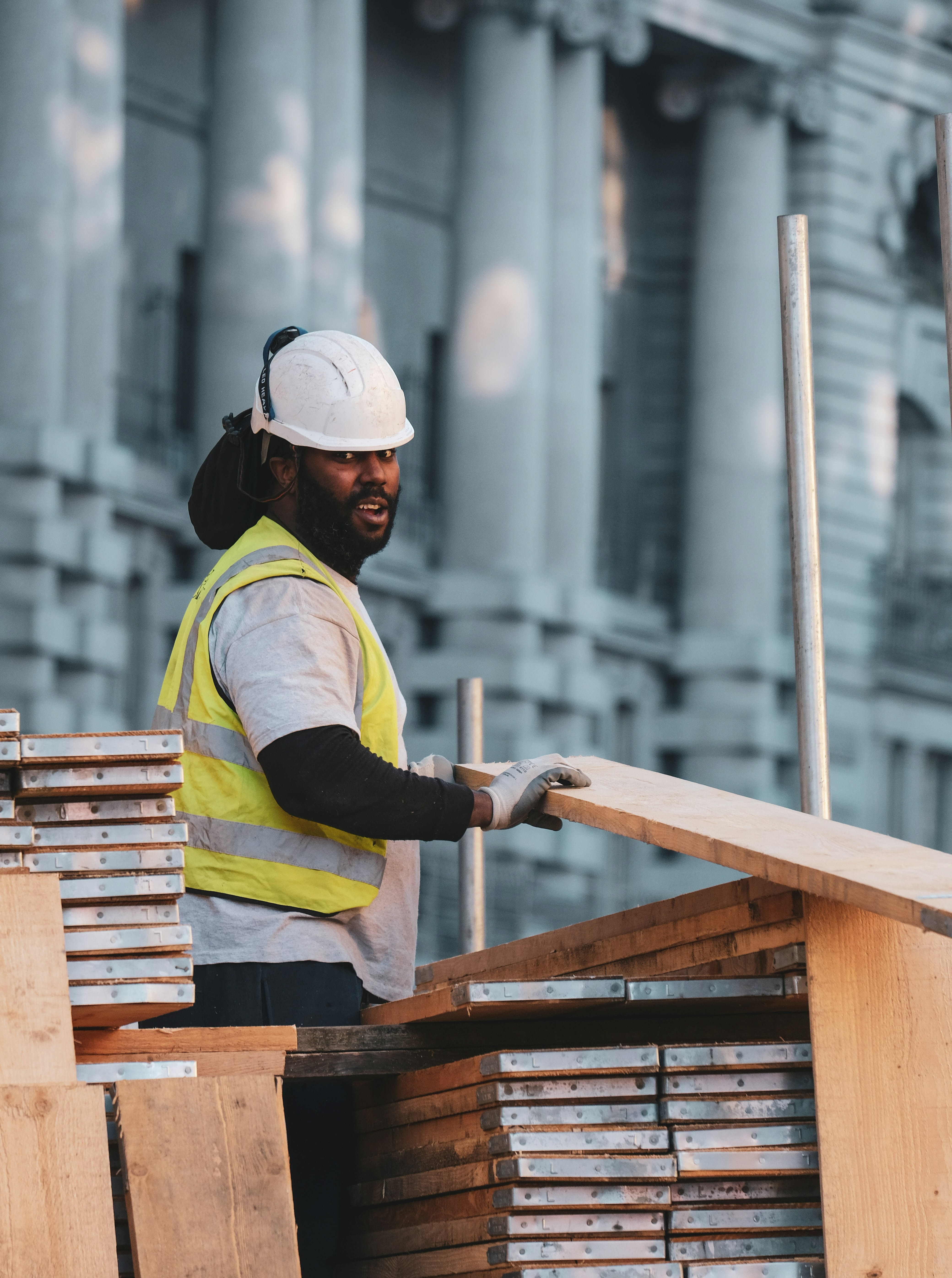Roofer on scaffolding