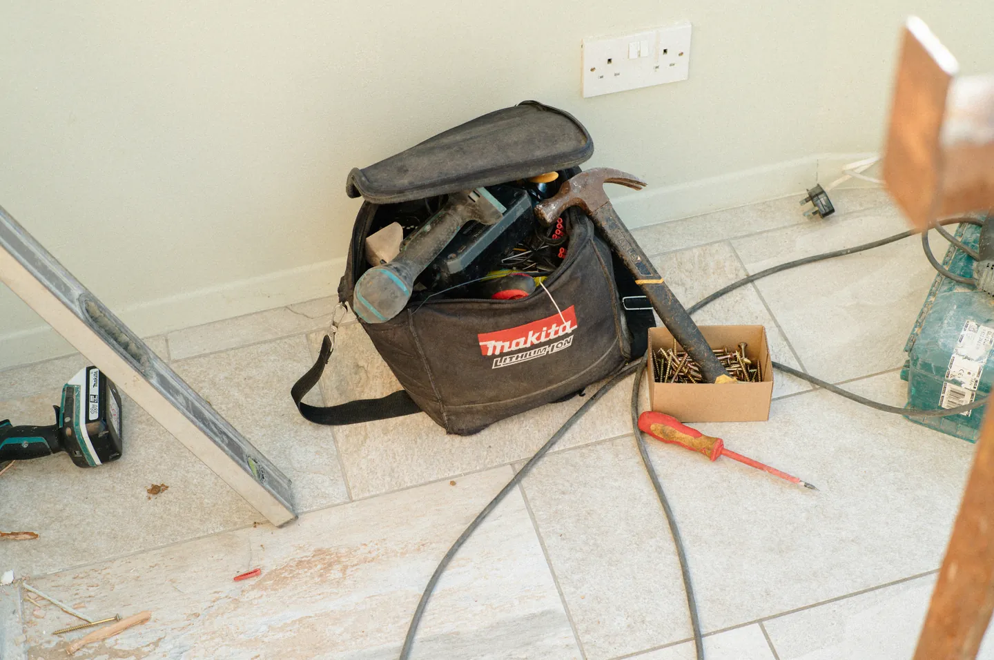 Trade tool bag on site